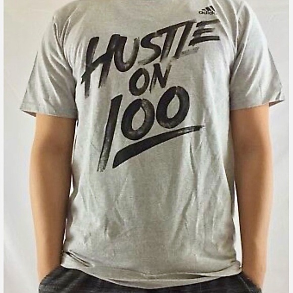 ADIDAS Hustle on 100 T-shirt Short Sleeve Go-To Tee Men’s Sports Gym XL Like New - Picture 2 of 6
